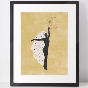 Wall Art Bohemian Woman Silhouette Celestial Print Poster Illustration Unframed